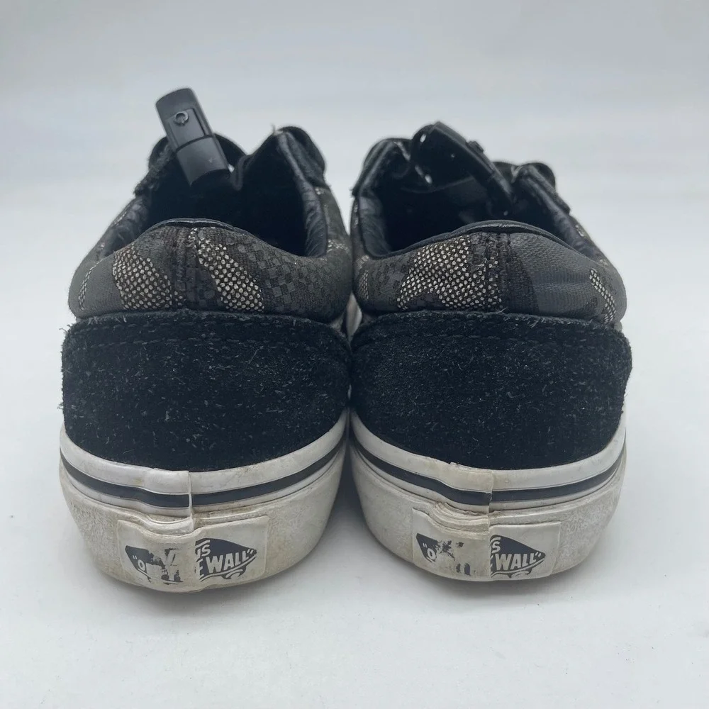 Vans Old Skool Kids Sneakers Black Grey Patterned Suede Low Top‎ Size 11.0
